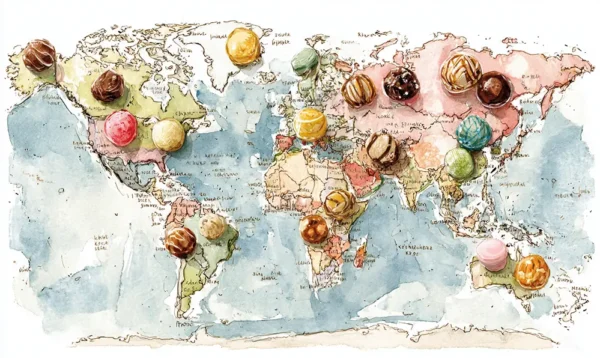 Carte mondiale des Flødeboller, Schokokuss, Zoenen et Krembo