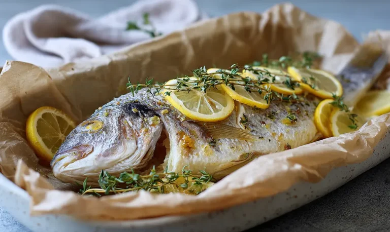 Dorade au four de 500 g, chair nacrée, citron et thym