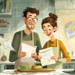 Couple consultant Promoconso pour comparer les promotions en ligne depuis leur cuisine