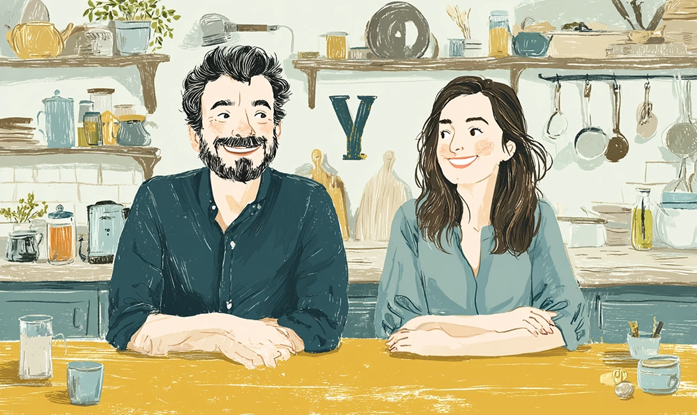 Max et Lucie jouent au Petit Bac et cherchent des aliments commençant par Y