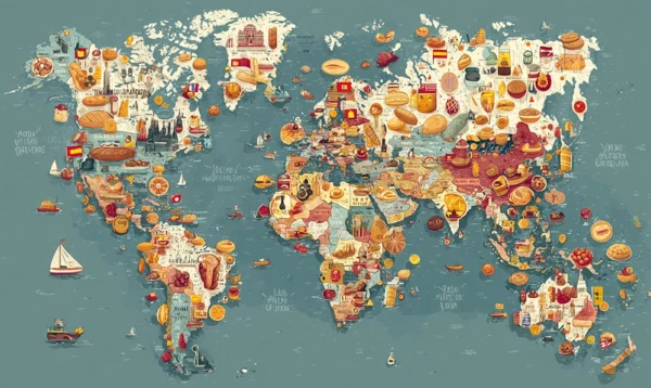 Carte illustrée reliant l’Espagne à la France et au monde pour 100 Montaditos
