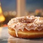 Donut Krispy Kreme brillant au glaçage doré sur un comptoir parisien