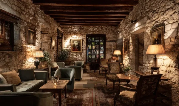 Chambre élégante du Manoir Henri IV mêlant charme ancien et confort contemporain