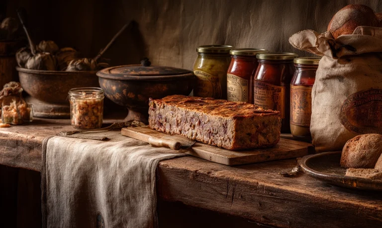 Photo d’un pâté de campagne maison dans une cuisine ancienne