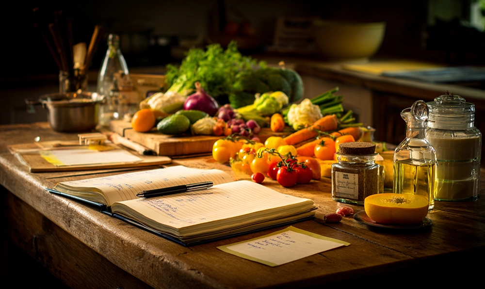 Balance de cuisine avec ingrédients frais et ustensiles pour apprendre à doser les aliments