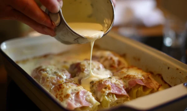 Ătapes de prĂ©paration du gratin poireau jambon avec bĂ©chamel maison et poireaux fondants