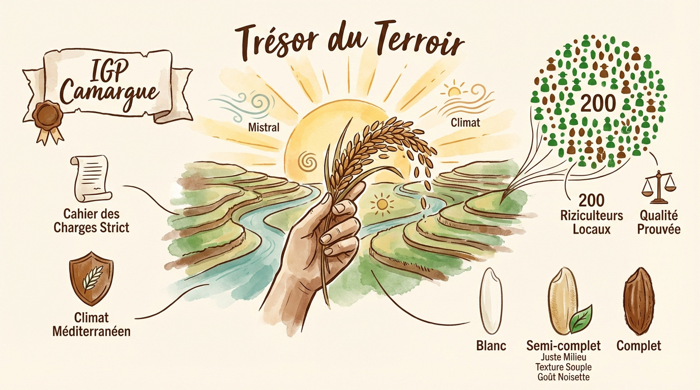 Riziculteur dans les champs de riz de Camargue sous le soleil méditerranéen