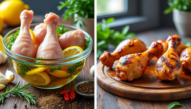 découvrez les meilleures techniques de marination et les temps de cuisson idéaux pour préparer un pilon de poulet savoureux et tendre.
