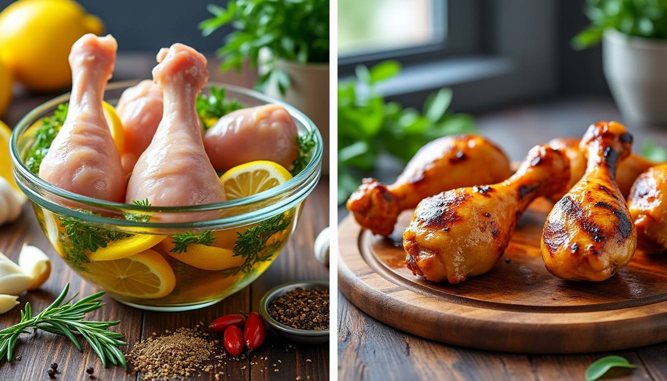 découvrez les meilleures techniques de marination et les temps de cuisson idéaux pour préparer un pilon de poulet savoureux et tendre.