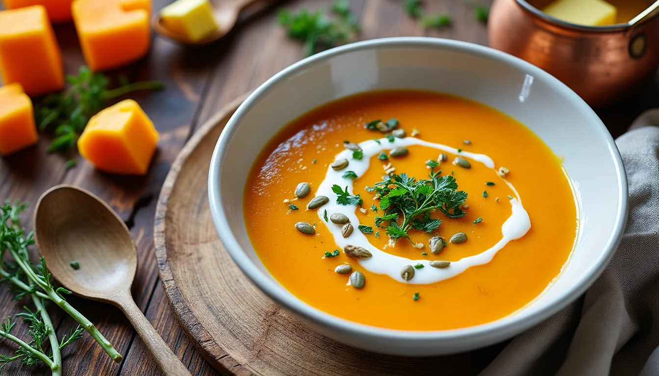 découvrez les secrets de chef pour préparer un velouté de butternut onctueux et savoureux, parfait pour réchauffer vos repas d'automne.