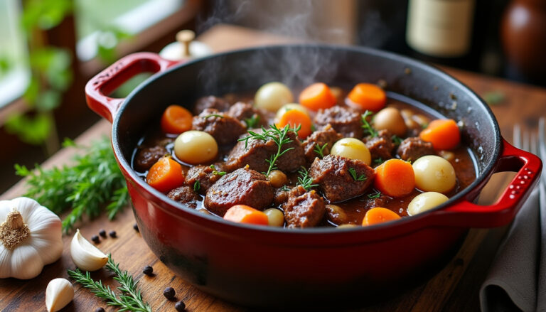 découvrez les secrets pour réussir un mijotage parfait de votre boeuf bourguignon et savourez une recette traditionnelle pleine de saveurs.