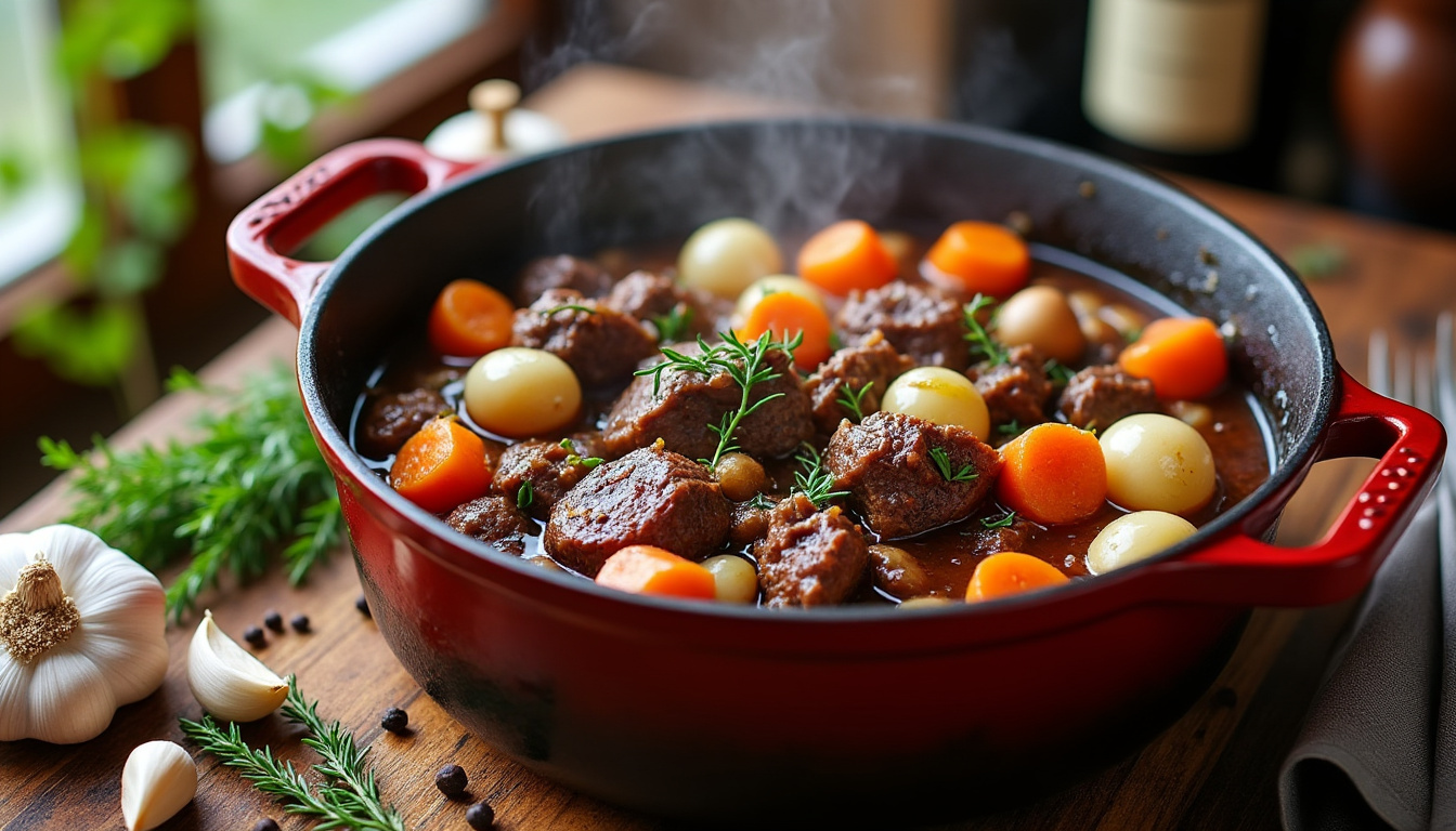 découvrez les secrets pour réussir un mijotage parfait de votre boeuf bourguignon et savourez une recette traditionnelle pleine de saveurs.